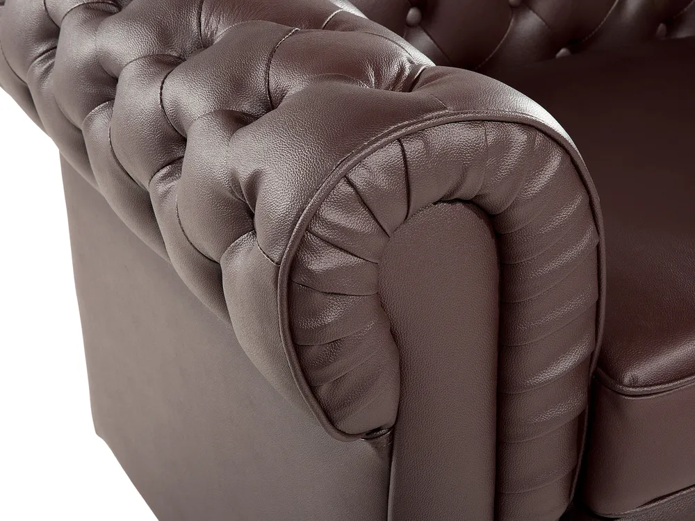 Living Room Set 4 Seater CHESTERFIELD Leather Brown_769474