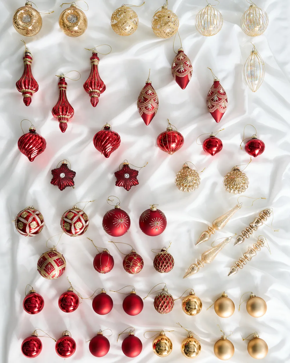 Weihnachtskugel 50er Set SPARKLE Glas Rot / Gold