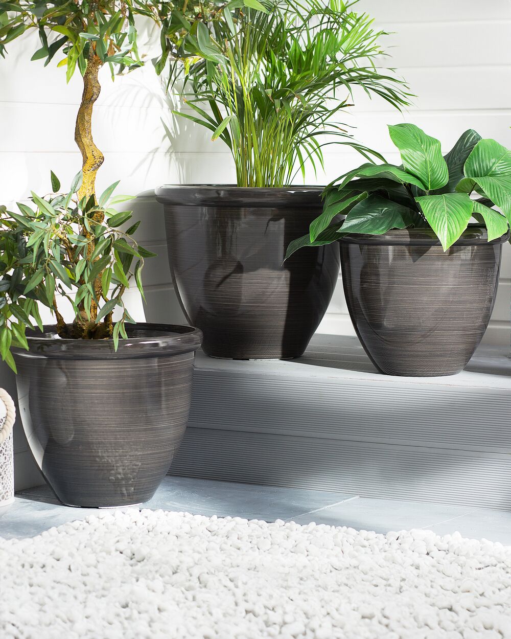 Set of 2 Plant Pots TESALIA 40 cm Brown
