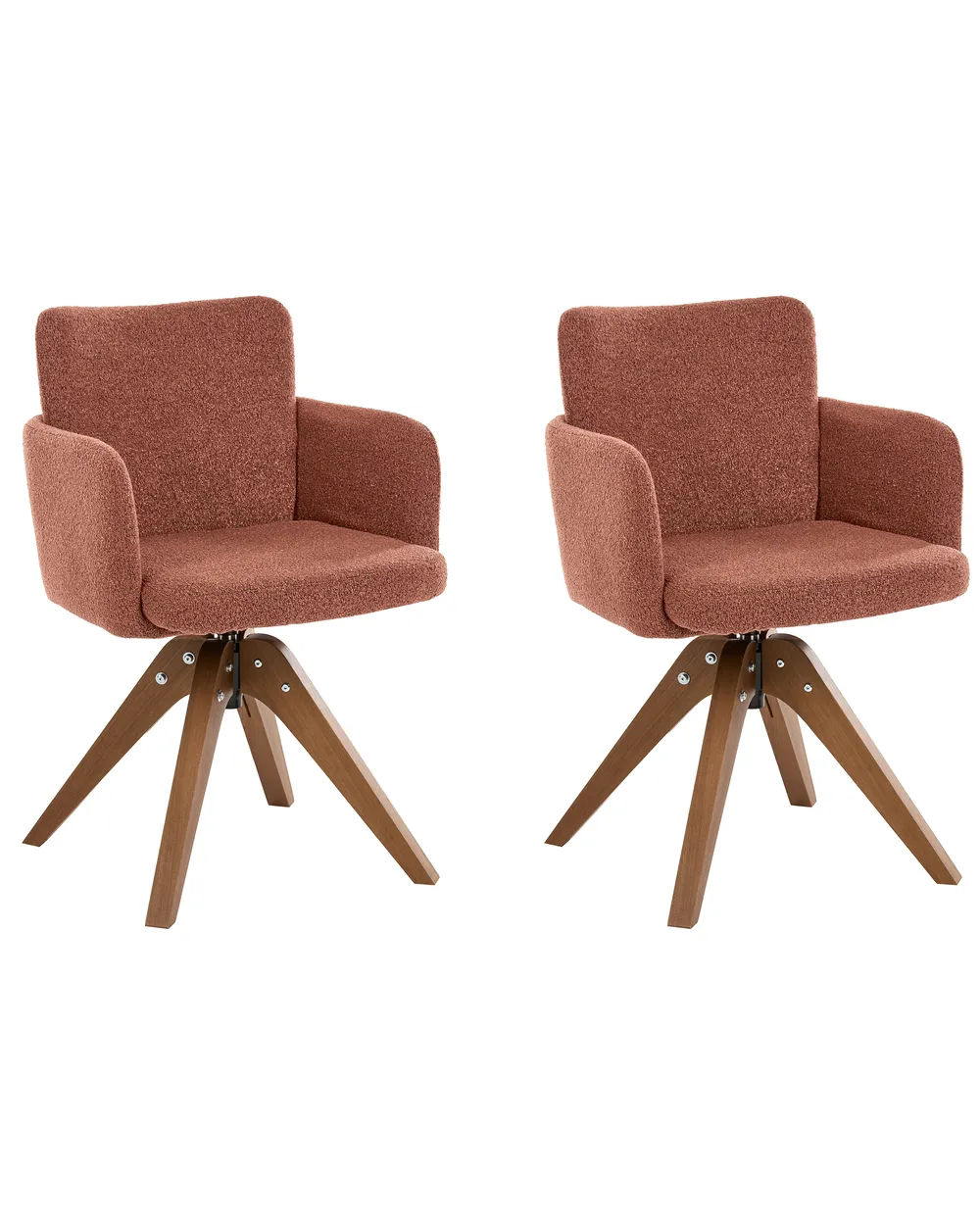 Esszimmerstuhl 2er Set drehbar EVELYN Bouclé Orange_1125757