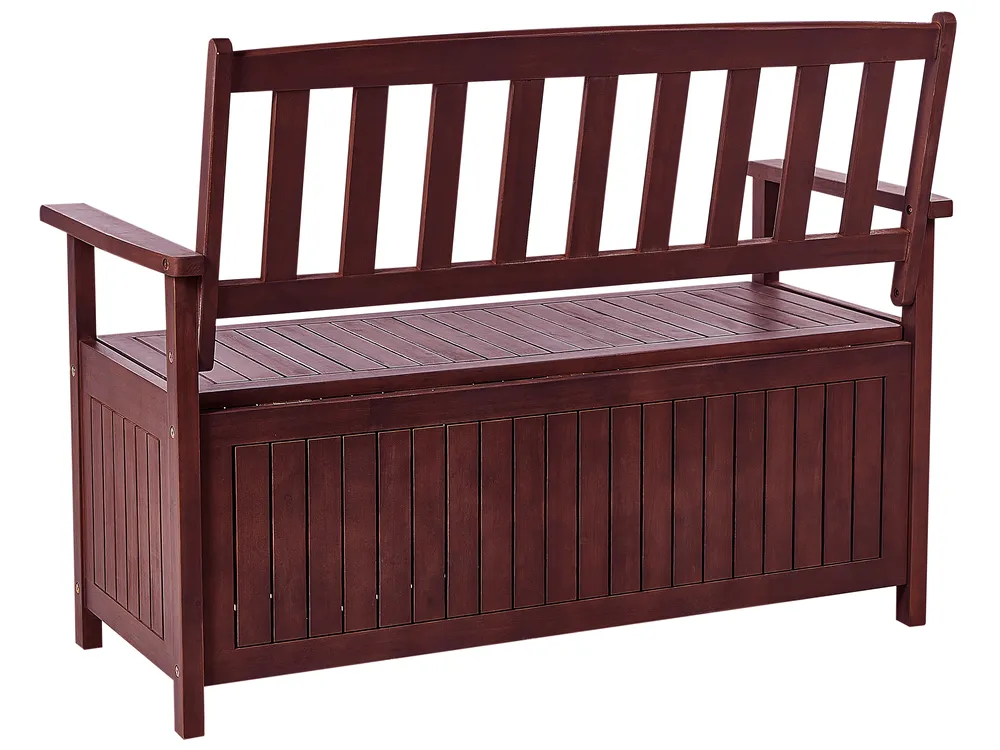 Garden Bench with Cushion SOVANA 120 cm with Storage Acacia Wood Light Grey_884047