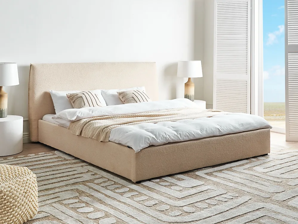 Bed Boucle LAVAUR 180 x 200 cm (EU Super King) Beige_1184083