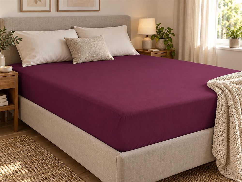 Hoeslaken JANBU 200 x 200 cm Katoen Bordeauxrood