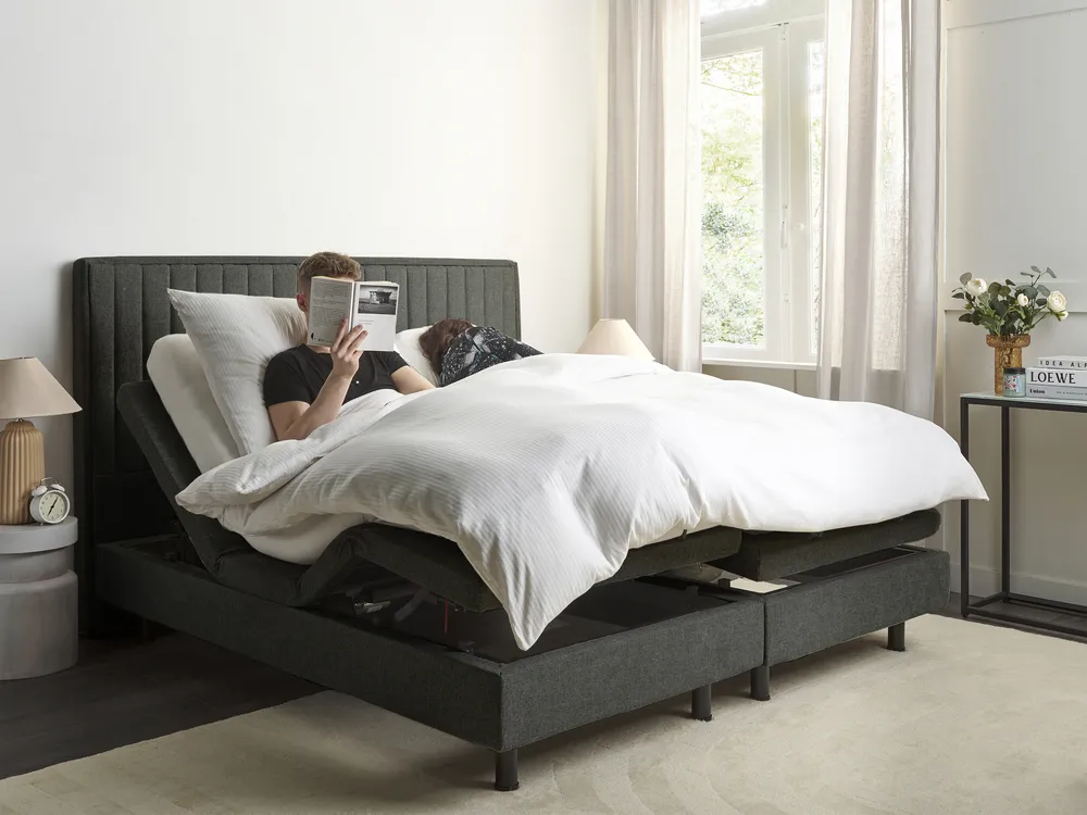 Bett verstellbar Stoff DUKE II 180 x 200 cm Dunkelgrau_987376