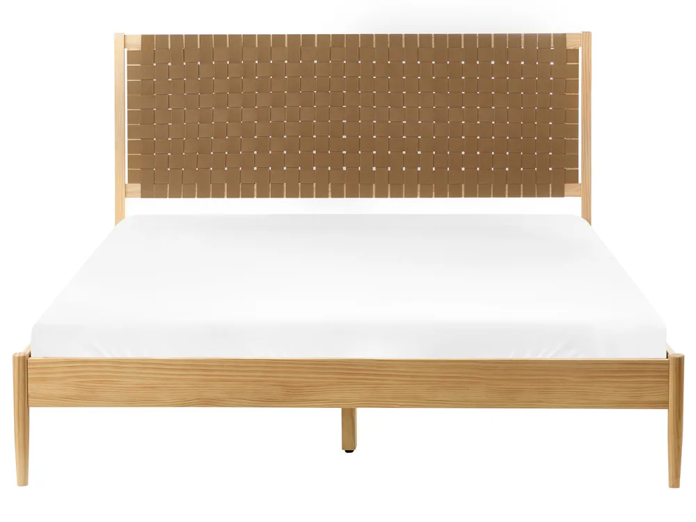 Bed Pine Wood BRUNEMONT 160 x 200 cm (EU King Size) Light Brown_1020217