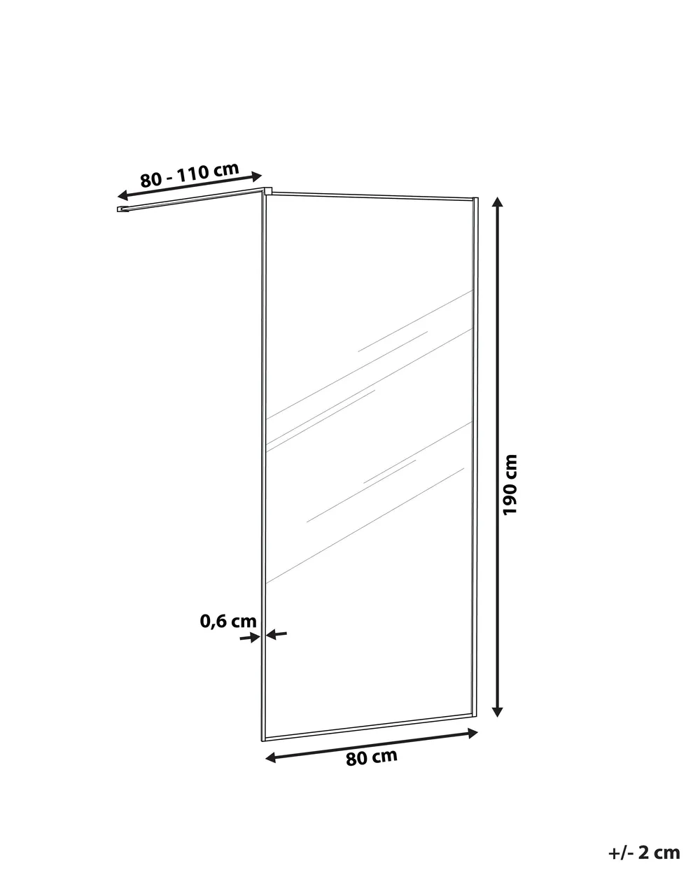 Shower Screen WASPAM 800 x 1900 mm Gold_944024