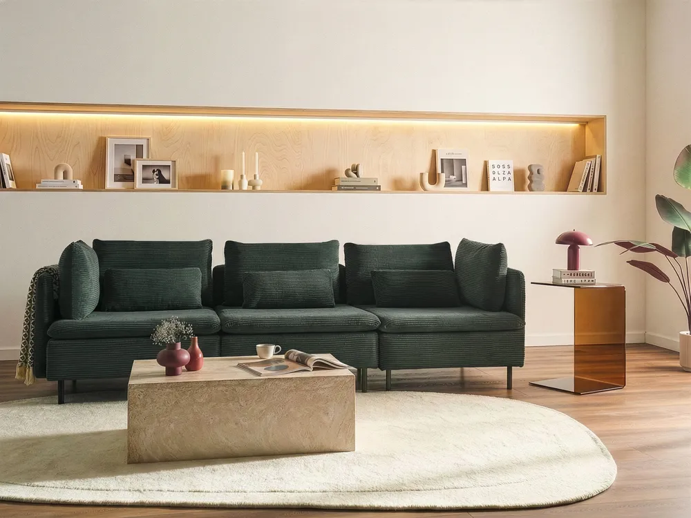 Modulsofa 3-Sitzer EGERIS Cord Dunkelgrün