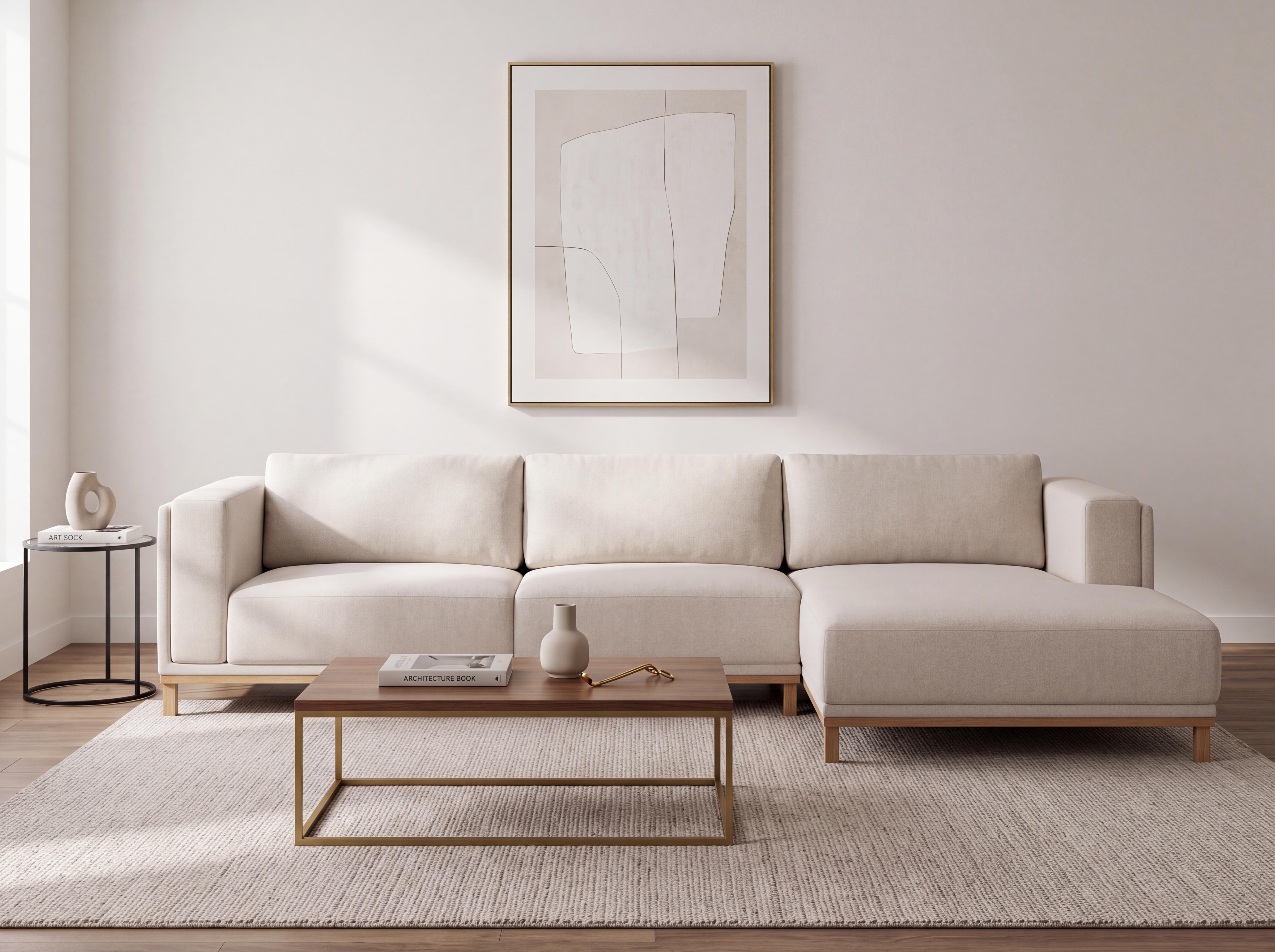 Corner Sofa VENG Fabric Off-White Left Hand
