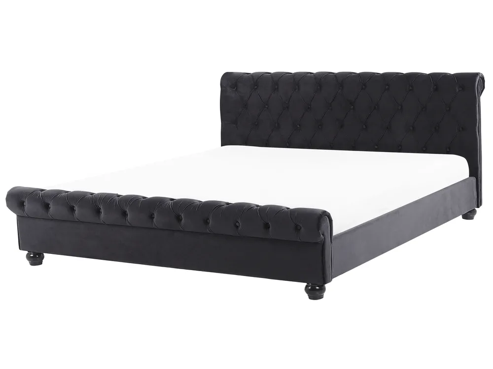 Bett mit Lattenrost Samtstoff AVALLON 180 x 200 cm Schwarz