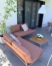 Garden Corner Sofa with Table 4 Seater CACCAMO Brown_1082887