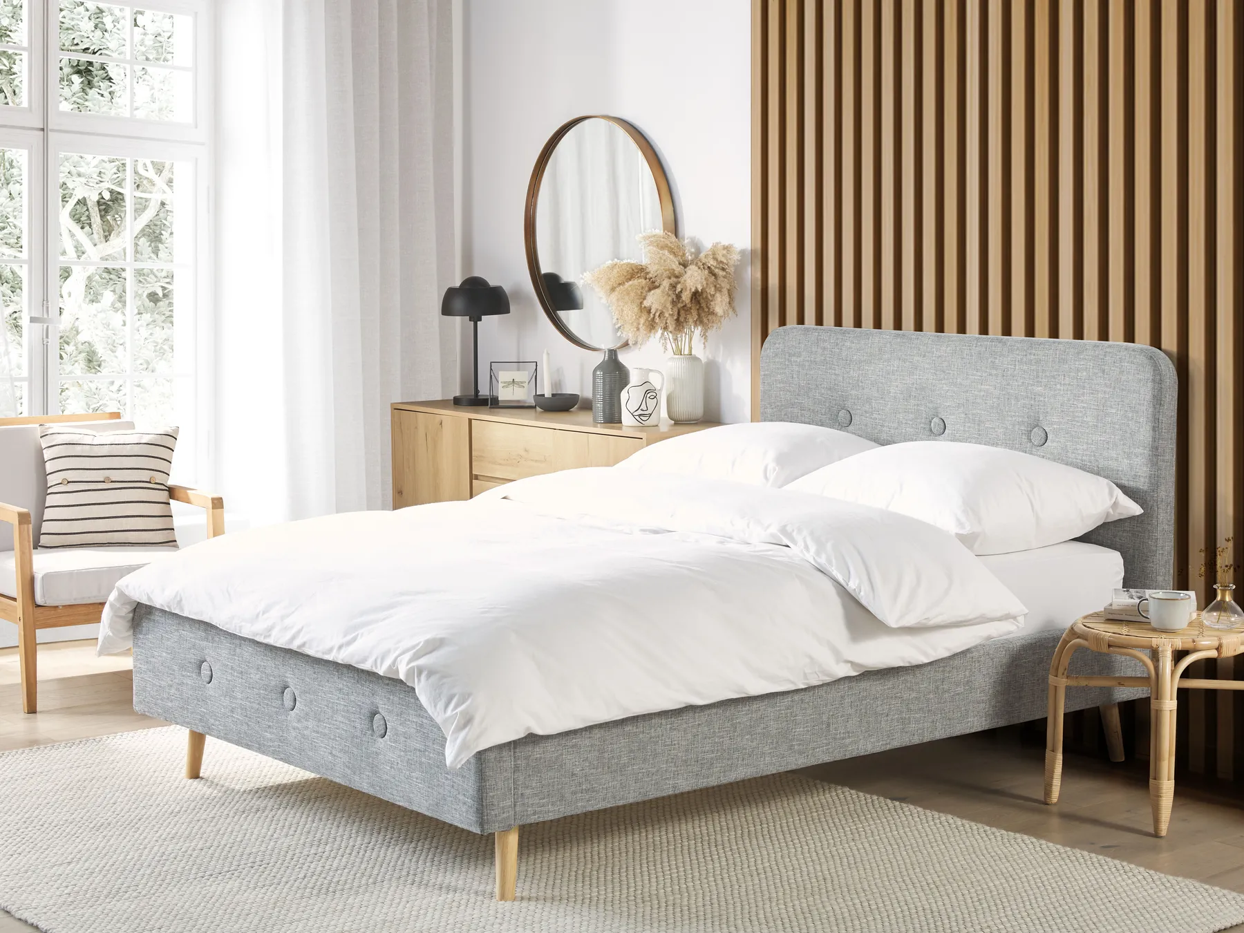 Bed Fabric RENNES 180 x 200 cm (EU Super King) Light Grey_708013