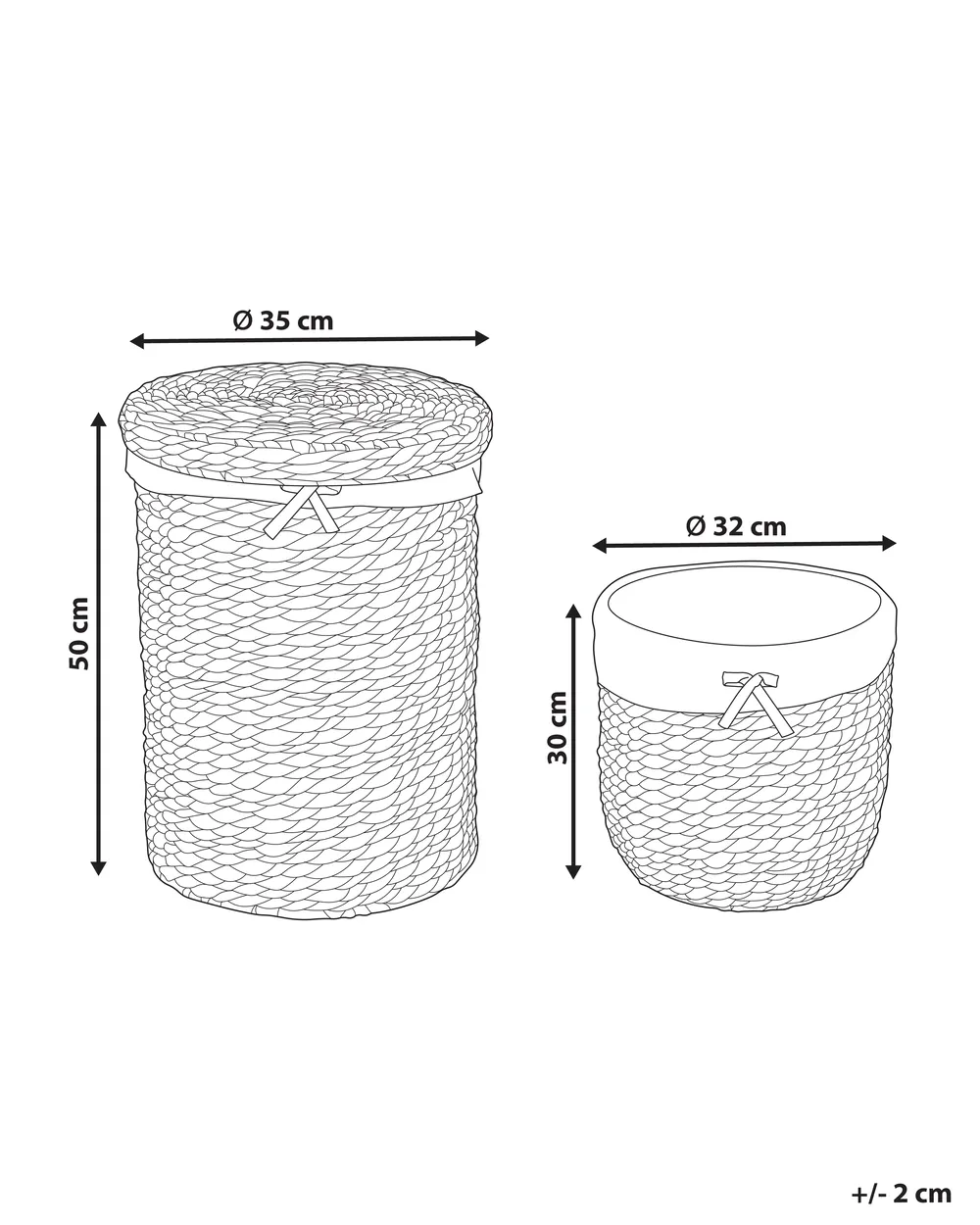 Set of 2 Baskets DANANG Wicker Natural 31/61 L_886446