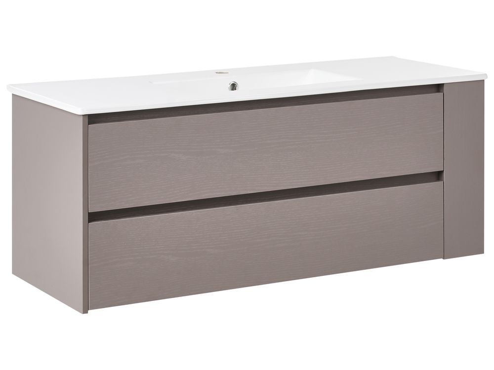 Wall Mounted Vanity Unit with Basin MANCORA Taupe
