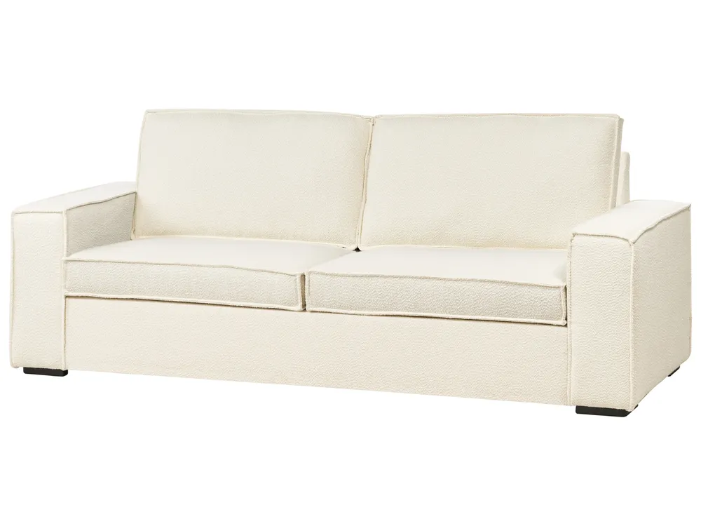 Sofa Bed 3 Seater VUOKATTI Boucle Off-White_945595