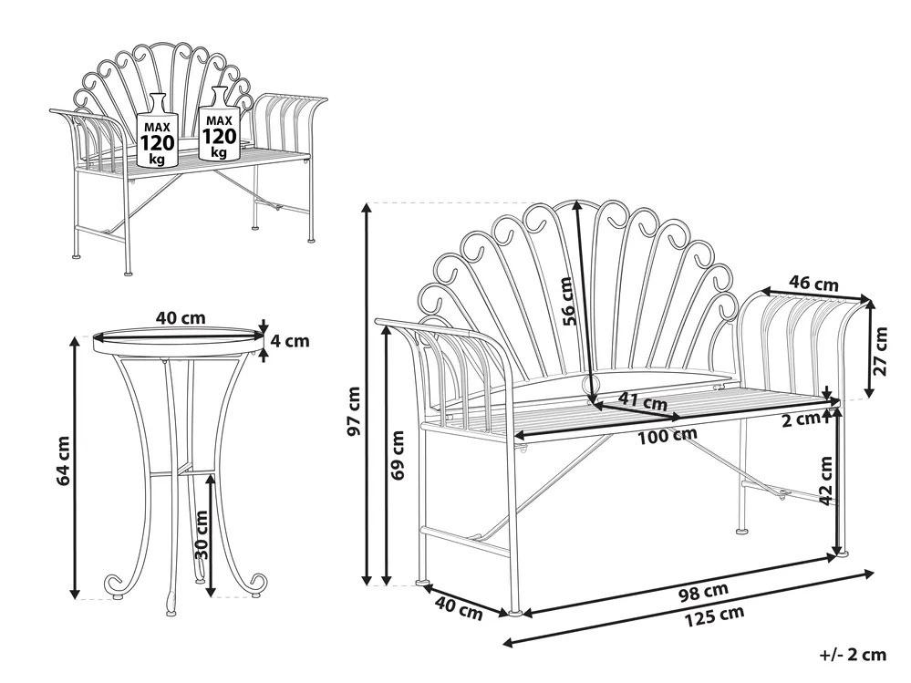 Bistro Set CAVINIA Metall Grün_1016230