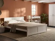 Bed Pine Wood SABRAN 140 x 200 cm (EU Double) White_1061247