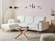 Eckschlafsofa 3-Sitzer KAARINA Stoff Weiß rechtsseitig_1100077
