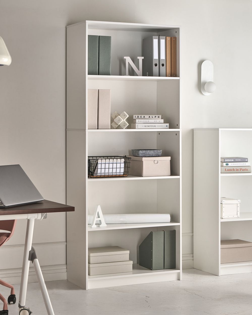 Bücherregal mit 5 Ebenen ZEHNA 197 cm Weiß