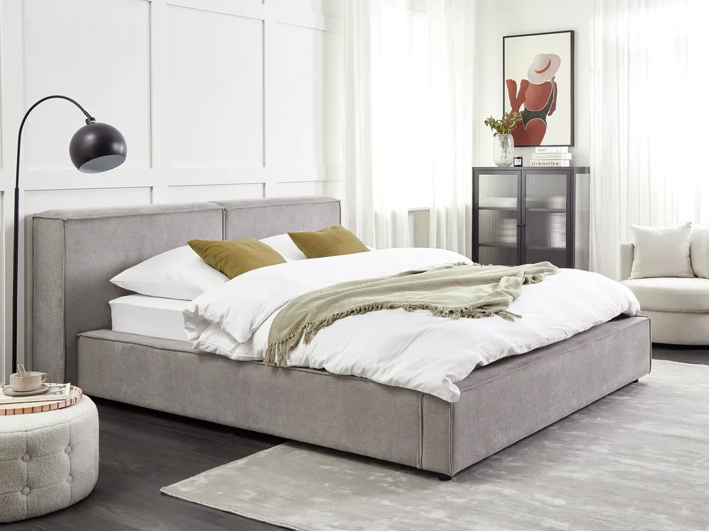 Bett mit Lattenrost Stoff LINARDS 160 x 200 cm Grau