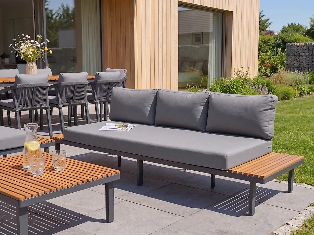 Garden Sofa 3 Seater FIVIZZANO Acacia Wood Dark Grey_1159321