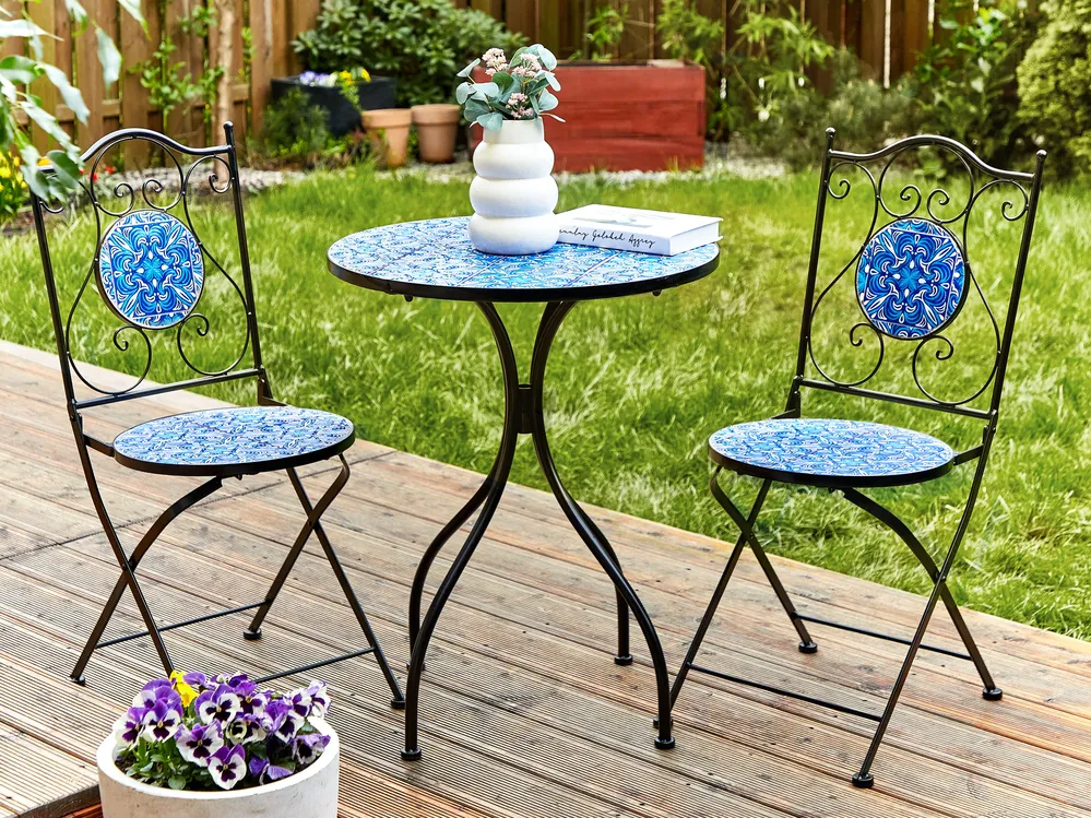 Bistro Set klappbar CIGLIANO Metall Schwarz