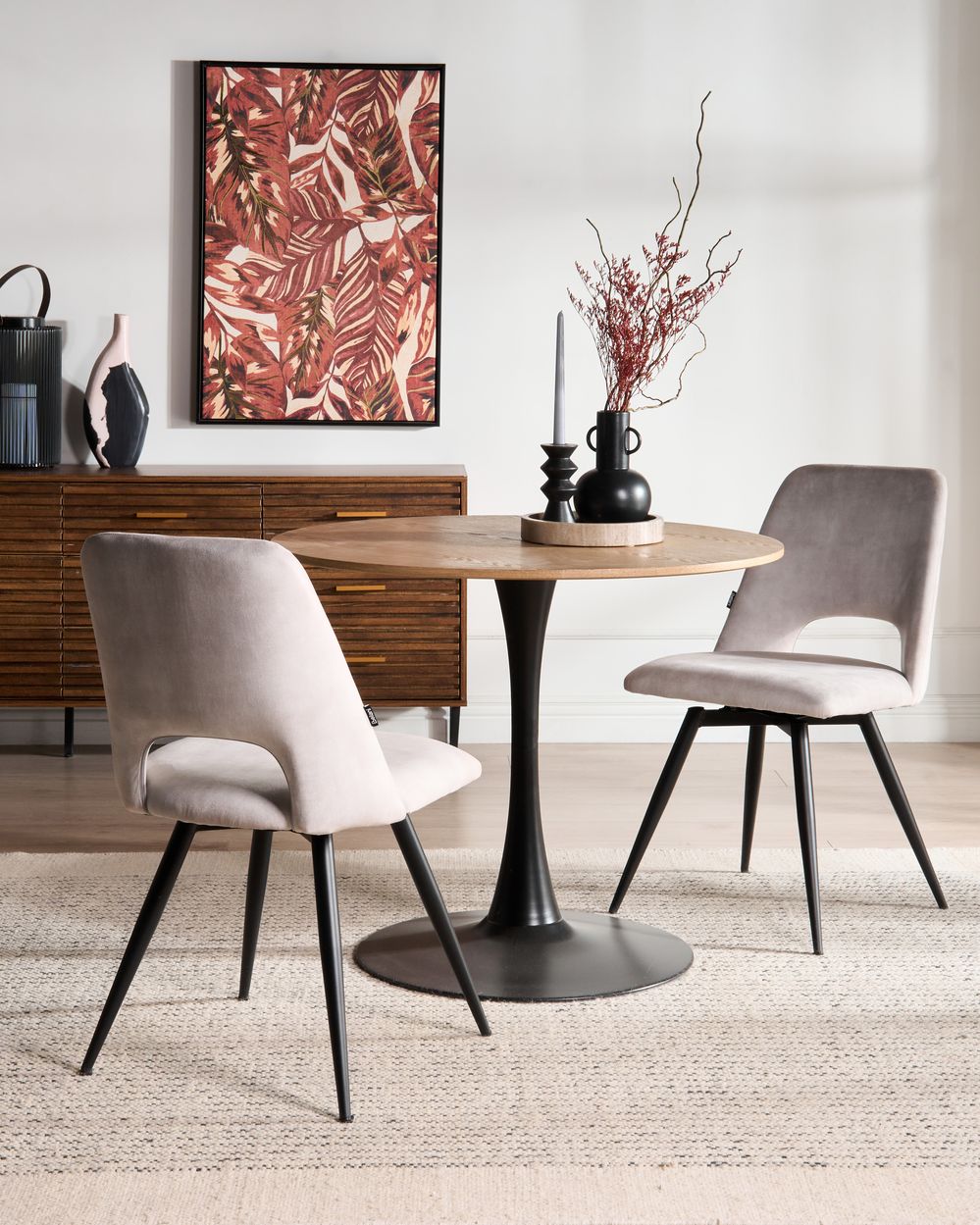 Set of 2 Dining Chairs HALLETT Velvet Light Beige