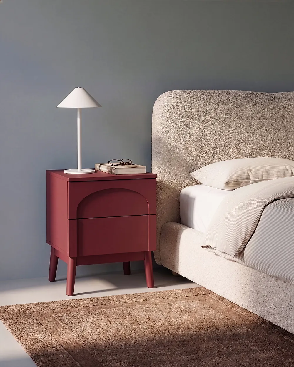 2 Drawer Bedside Table BOULIA Burgundy