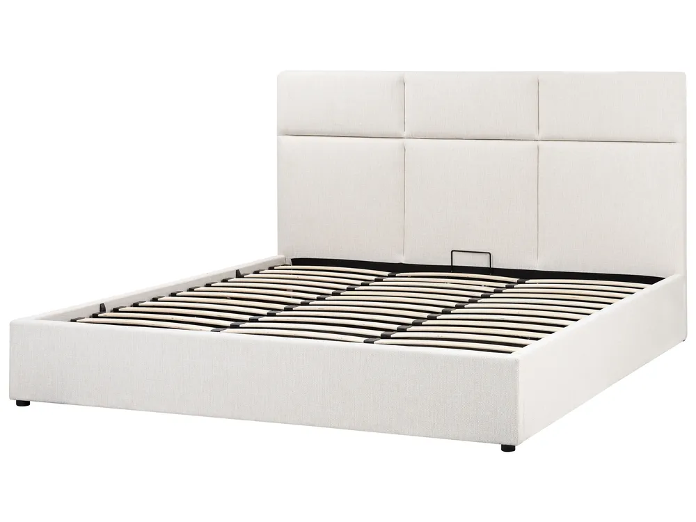 Bett mit Stauraum LAGORD Stoff Cremeweiß 180 x 200 cm_972000