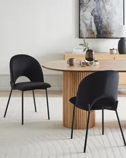 Set of 2 Dining Chairs COVELO Velvet Black_968540
