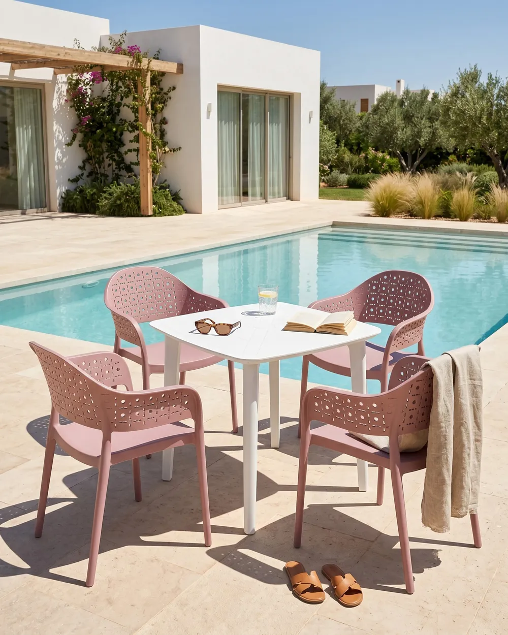 Set mit 4 Stühlen NARINO Rosa