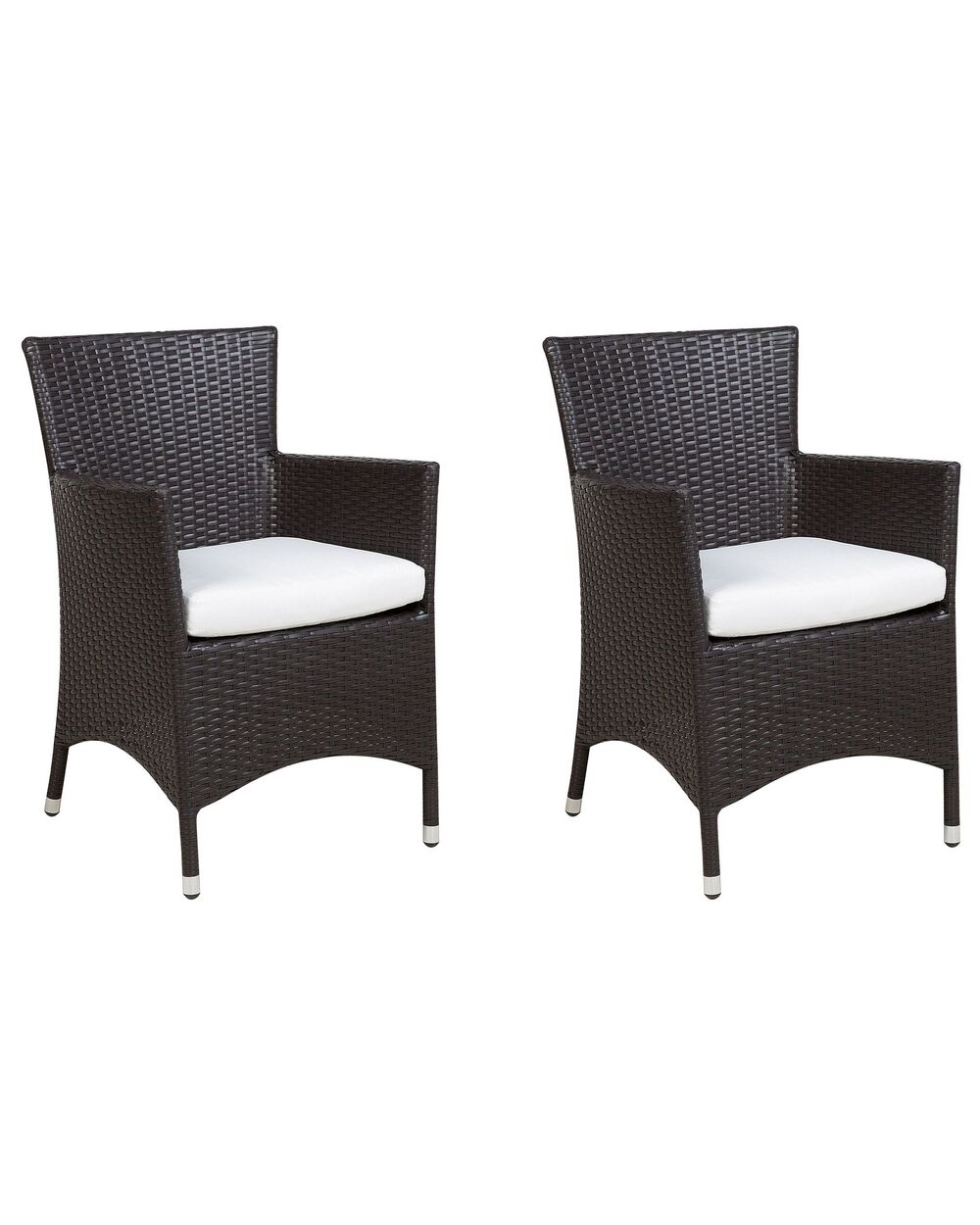 Set mit 2 Stühlen und Sitzkissen ITALY Polyrattan Dunkelbraun
