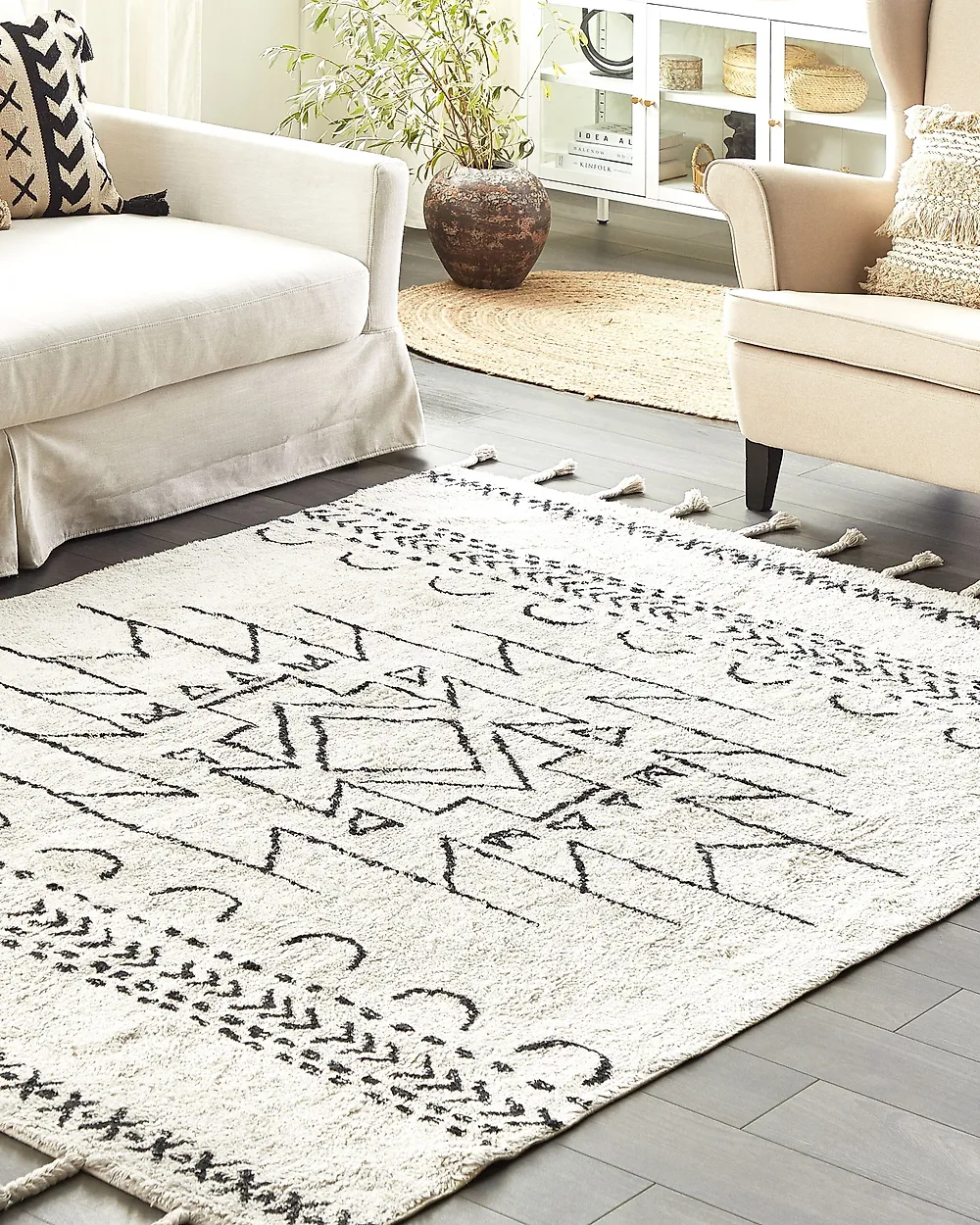 Rug KHOURIBGA Off-White 140 x 200 cm Cotton_1178337