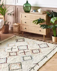 Teppich CORUM Beige 140 x 200 cm Baumwolle_839418