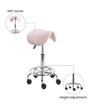 Saddle Stool DUMONT Faux Leather Pastel Pink_1072594