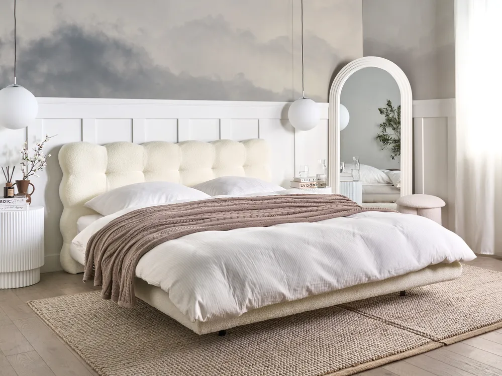 Bed Boucle SOULISSE 160 x 200 cm (EU King Size) Off-White_999084