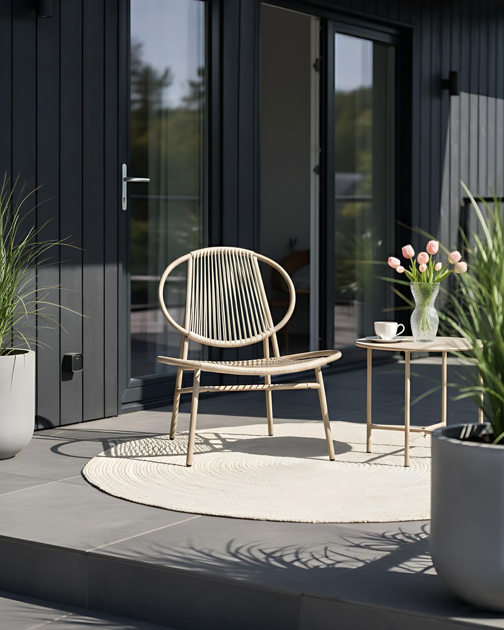 Tuinstoel OVARO PE rotan Beige