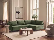 Eckschlafsofa 3-Sitzer KOGE mit Stauraum Stoff Grün linksseitig_1087914