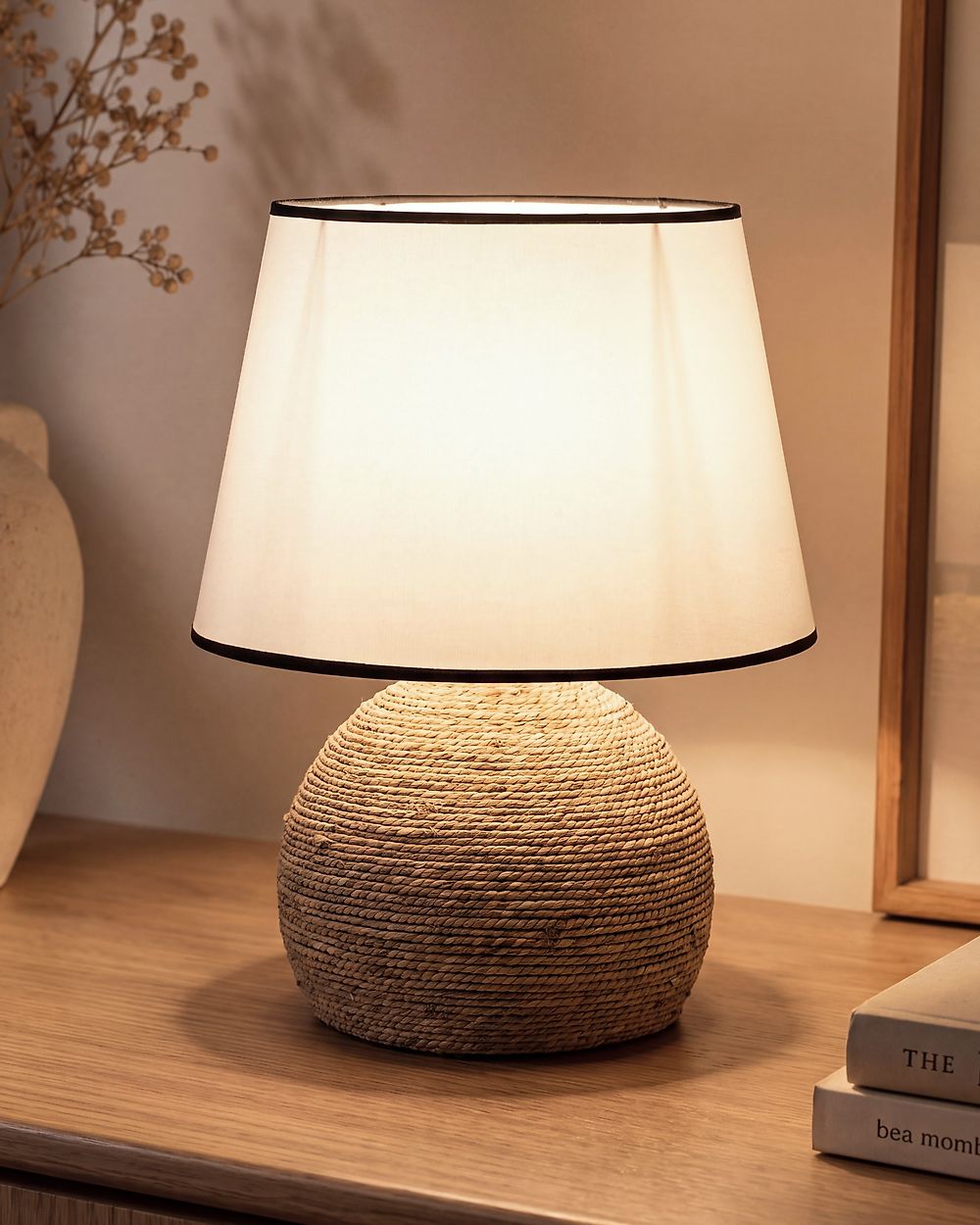 Tischlampe GROWEE Geflecht Naturfarben