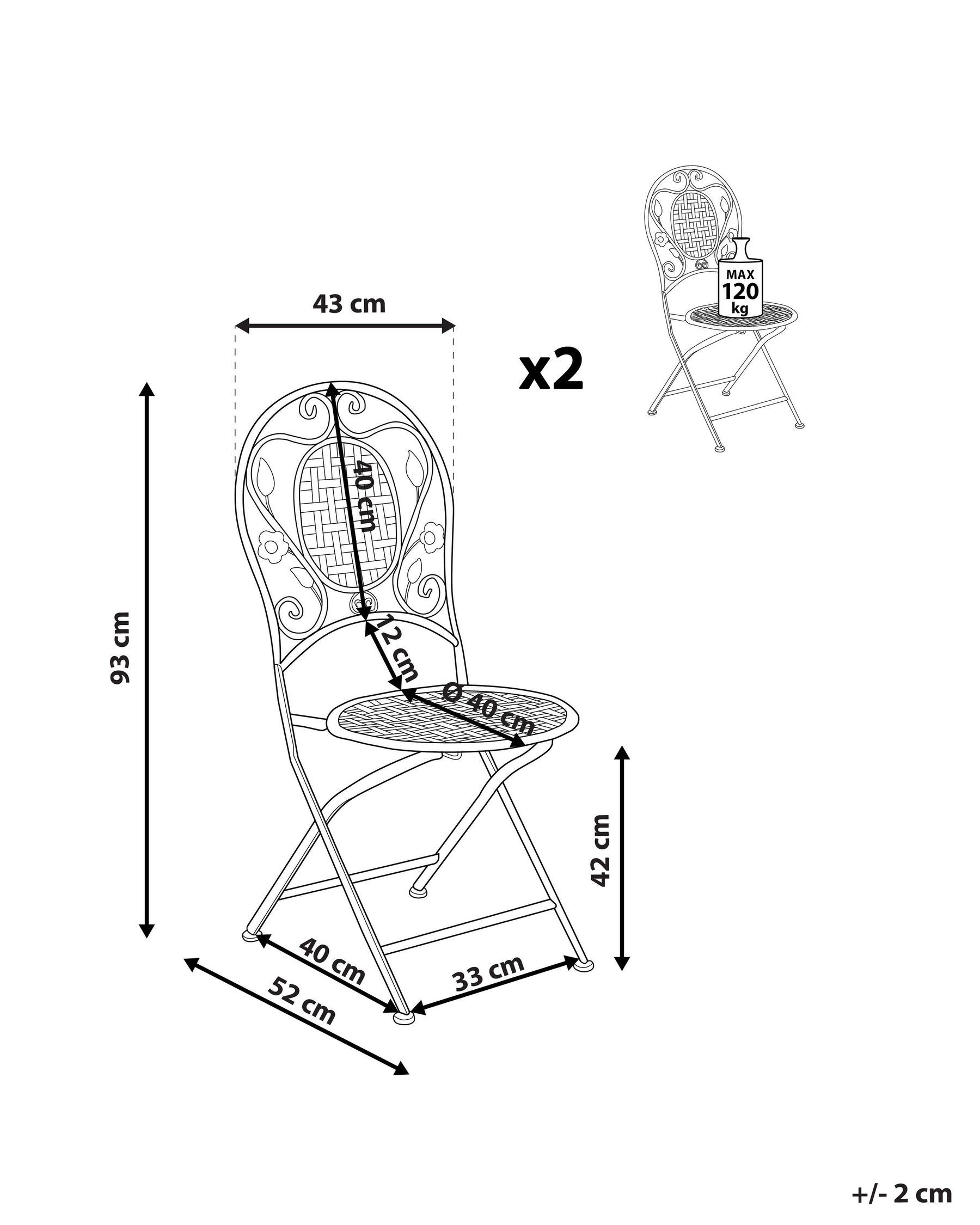 Gartenstuhl 2er Set BIVIO klappbar Metall Hellgrün_806842
