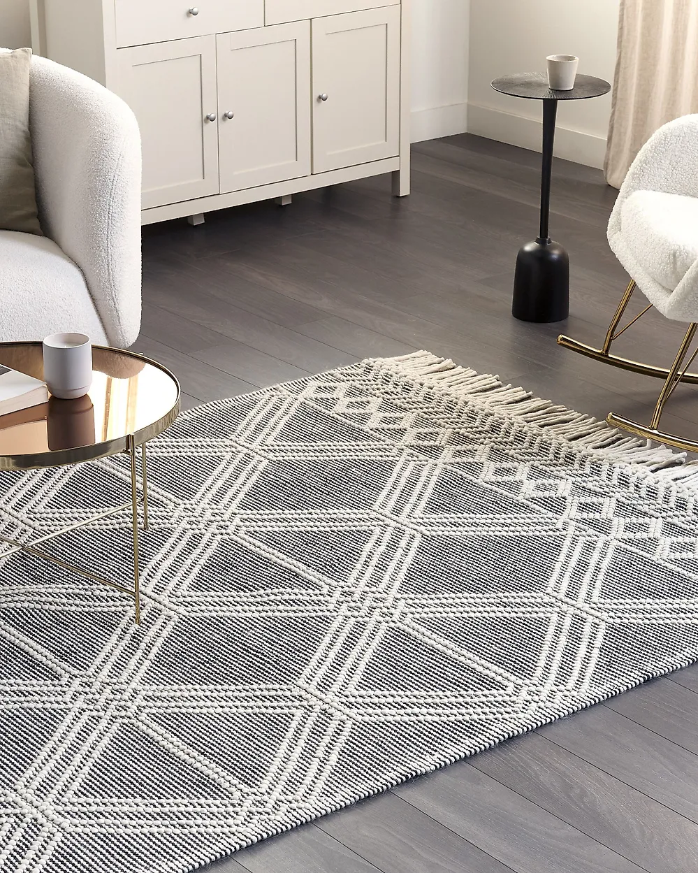 Teppich TOPRAKKALE Grau 160 x 230 cm Wolle_1187218
