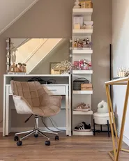 Schreibtischstuhl LABELLE Samtstoff Beige_953246