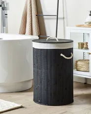 Wäschekorb SANNAR Bambus Schwarz 75 L_849822