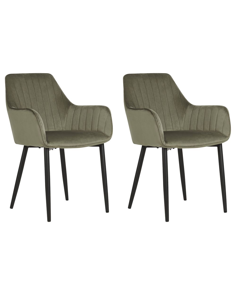 Set of 2 Dining Chairs WELLSTON Velvet Olive Green