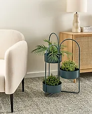 Plant Stand COLUTENA 56 cm Metal Dark Blue_1185187