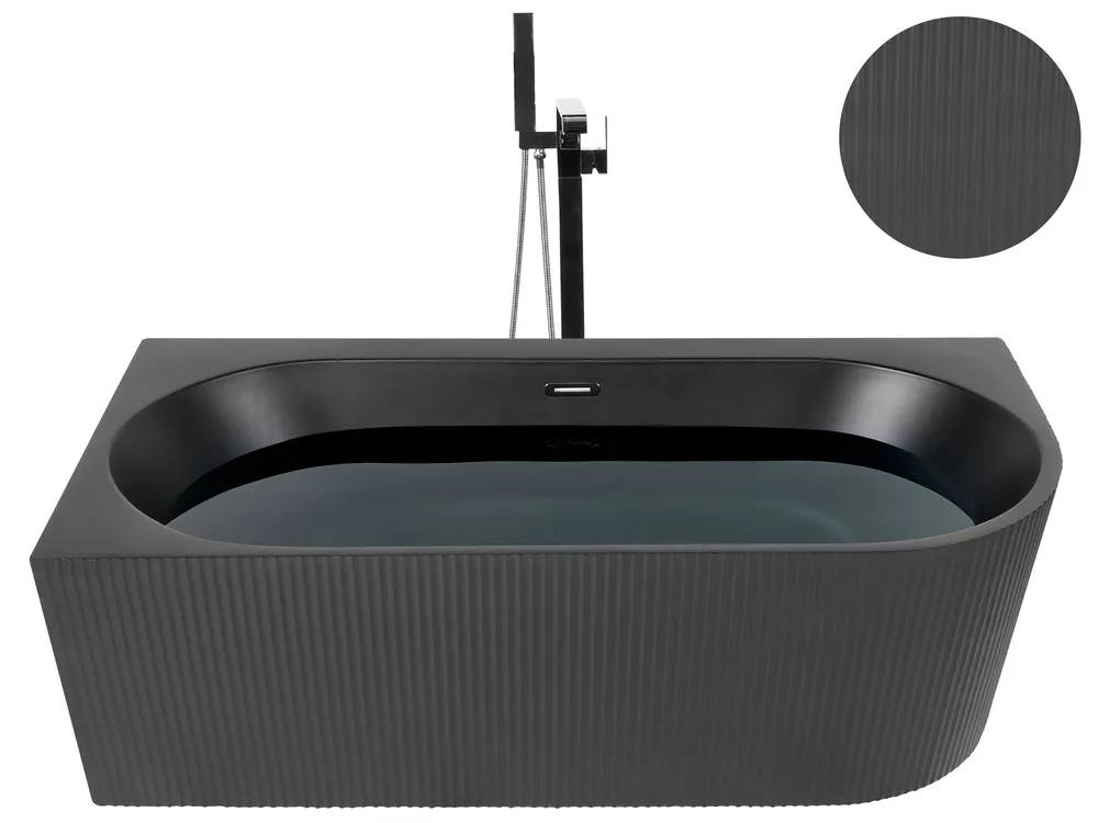 Eckbadewanne GOCTA 170 x 80 cm Schwarz rechtsseitig