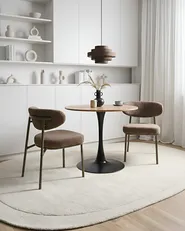 Set of 2 Dining Chairs UNITY Boucle Taupe_1042225