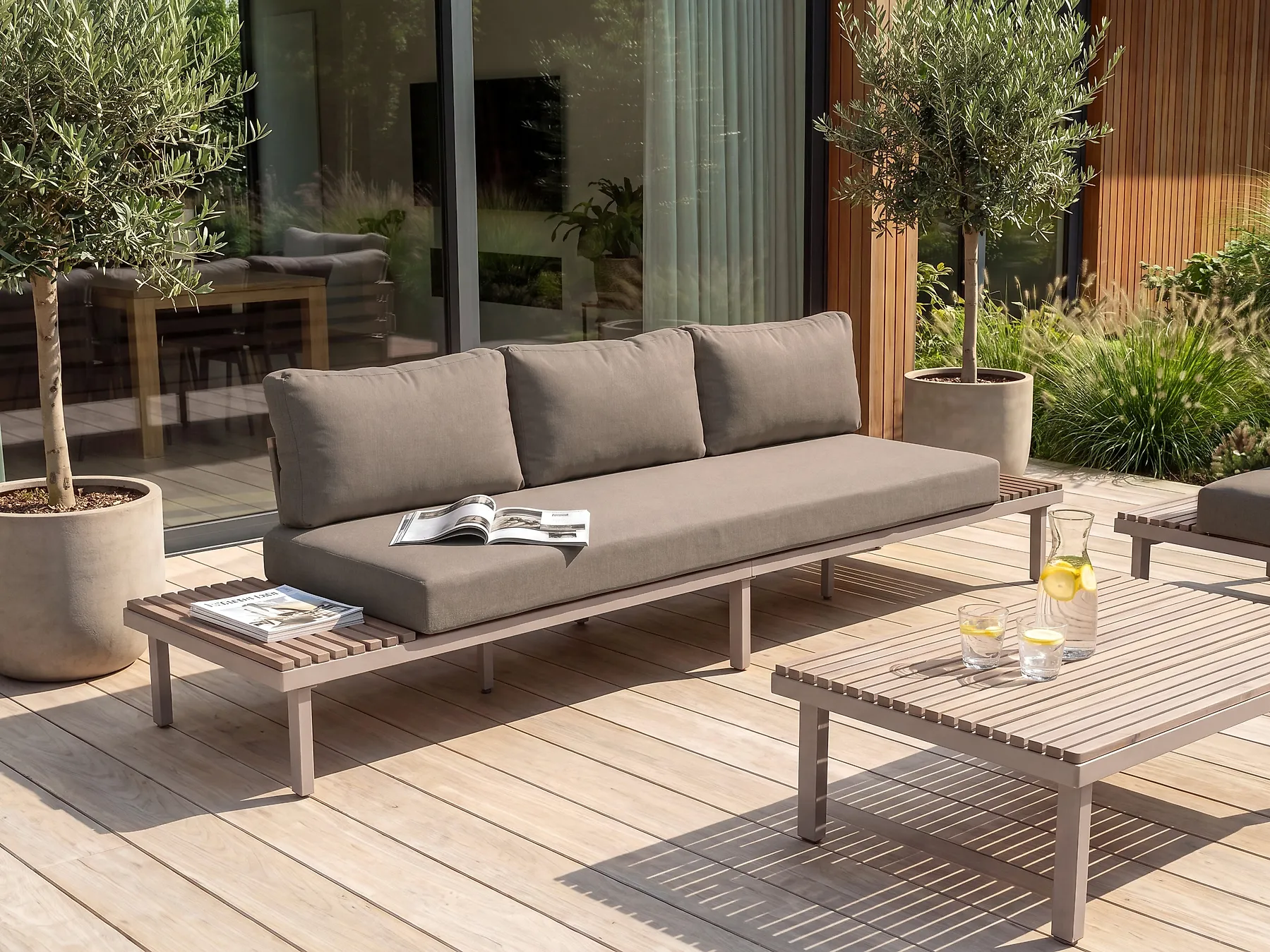 Garden Sofa 3 Seater FIVIZZANO Acacia Wood Beige_1151020