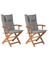 Set mit 2 Stühlen und Sitzkissen MAUI Akazienholz Grau