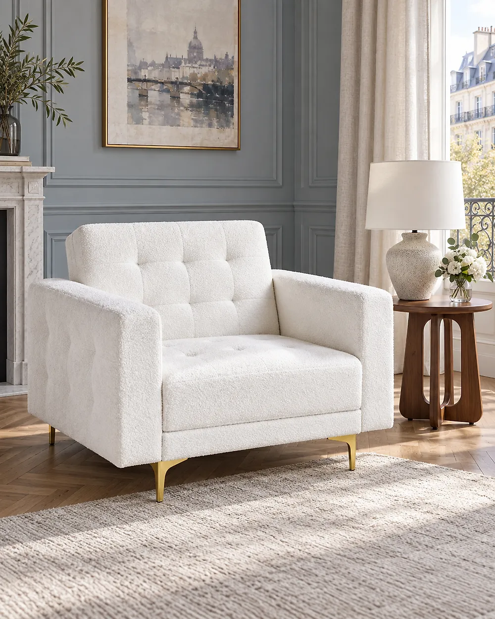 Armchair ABERDEEN Boucle Off-White_1176472