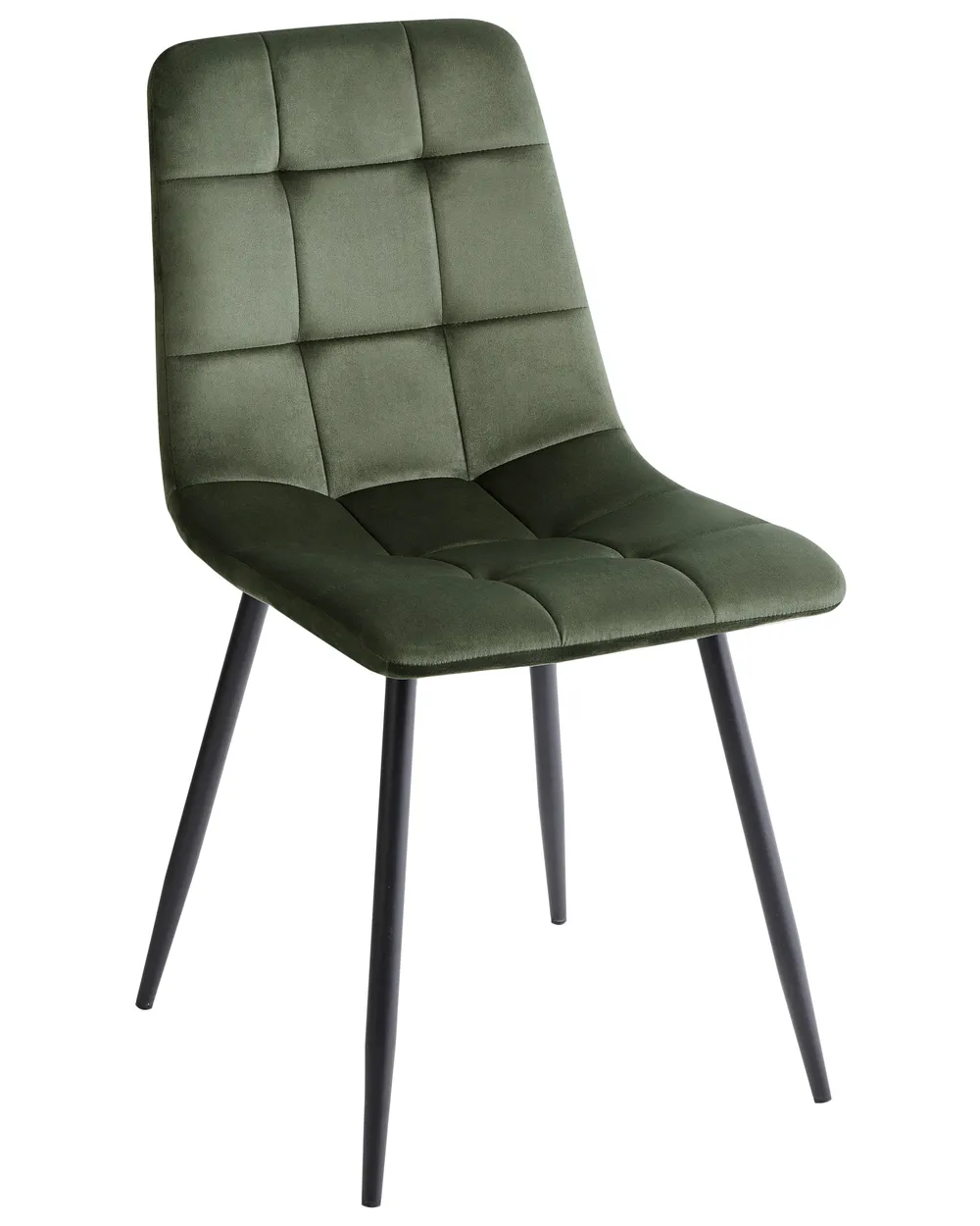 Set of 4 Dining Chairs POWELL Velvet Olive Green_966729